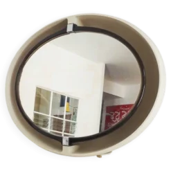 Grand miroir inclinable oval en plastique vintage retro lumineux