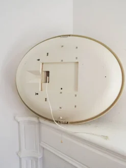 Grand miroir inclinable oval en plastique vintage retro lumineux