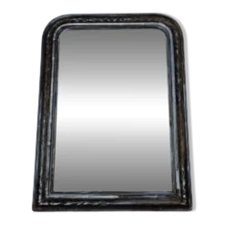 Grand miroir Louis-Philippe argenté à décor floral gravé, XIXe, 96 x 61 cm