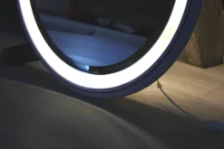 Grand Miroir Lumineux Rond Vintage Céramique Space Age 68cm - Année 70