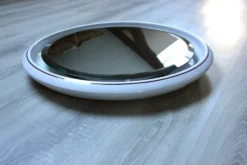 Grand Miroir Lumineux Rond Vintage Céramique Space Age 68cm - Année 70