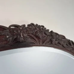 Grand miroir (2 mètres) Art Nouveau en Acajou sculpté en haut-relief à déco
