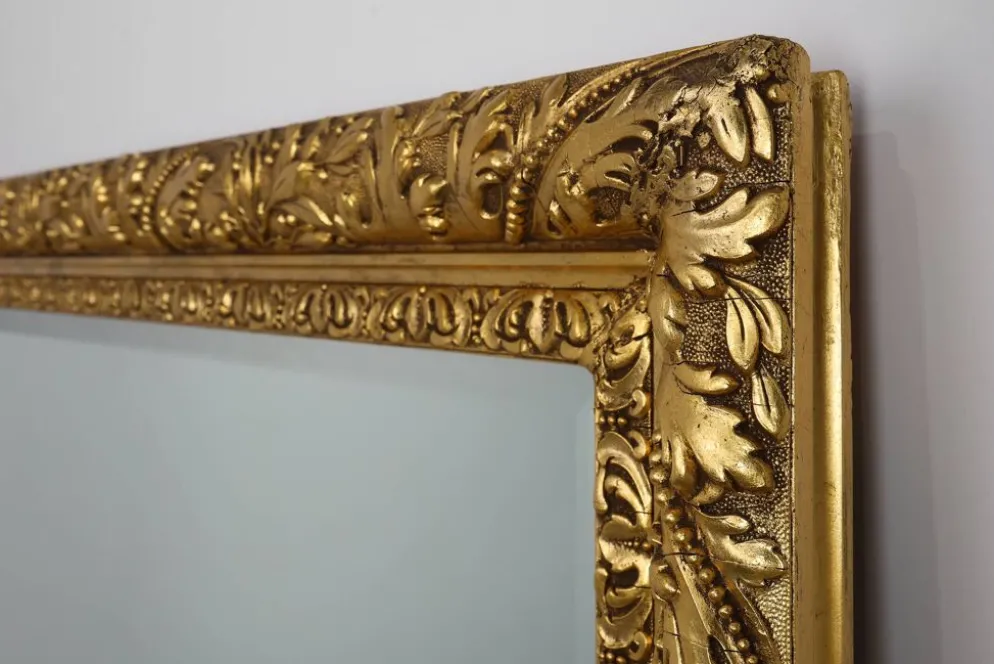 Grand miroir mural en chêne baroque rustique français, vers 1850