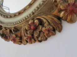Grand miroir mural rond, baroque, motif floraux, rococo, années 70