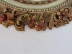 Grand miroir mural rond, baroque, motif floraux, rococo, années 70