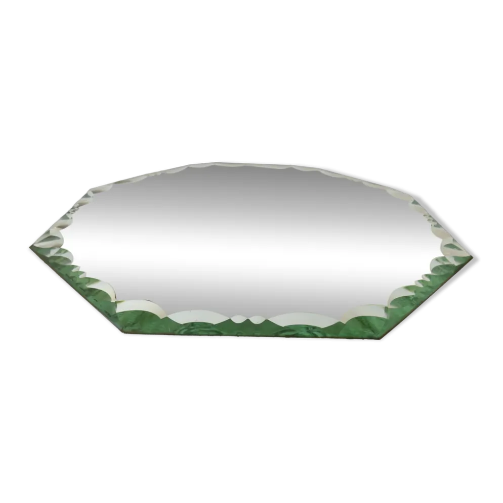 Grand miroir octogonal biseauté à poser, années 40