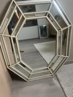 Grand miroir octogonal vintage à facettes, circa 1970-1980