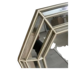 Grand miroir octogonal vintage à facettes, circa 1970-1980