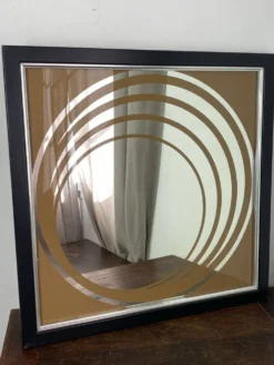 Grand miroir Op Art, années 70, Made in England