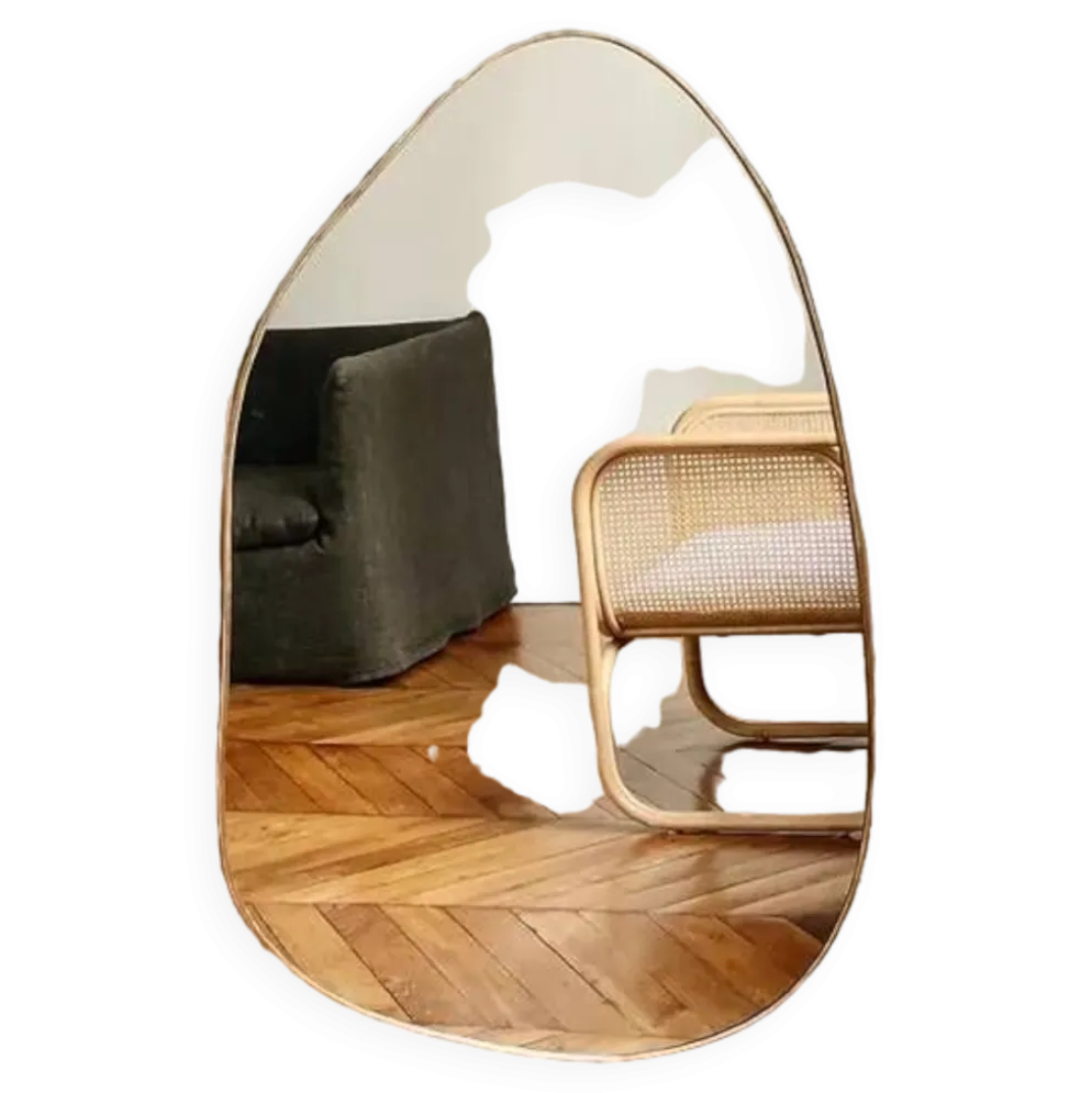Grand miroir organique dune - dore