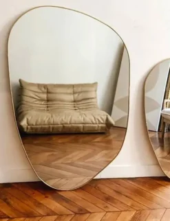 Grand miroir organique dune - dore