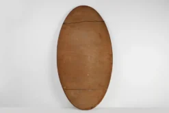 Grand miroir ovale en art déco doré et argenté, vers 1910