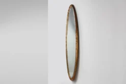 Grand miroir ovale en art déco doré et argenté, vers 1910