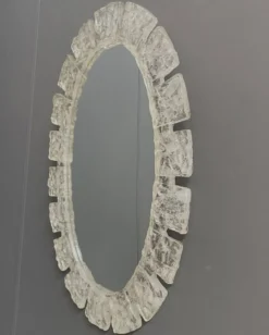 Grand miroir ovale en glace par Egon Hillebrand années 1970