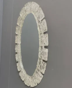 Grand miroir ovale en glace par Egon Hillebrand années 1970