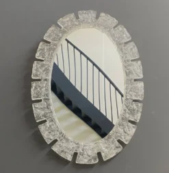 Grand miroir ovale en glace par Egon Hillebrand années 1970