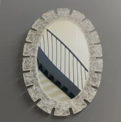 Grand miroir ovale en glace par Egon Hillebrand années 1970