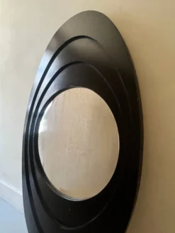 Grand miroir ovale italien moderniste, design space age 1970