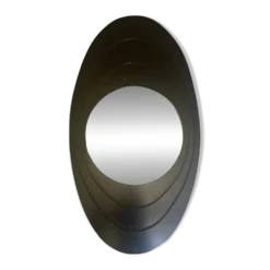 Grand miroir ovale italien moderniste, design space age 1970