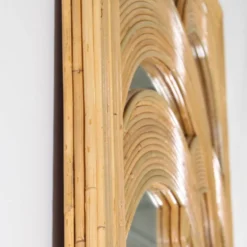 Grand miroir « palmes » en rotin