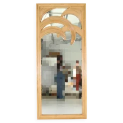 Grand miroir « palmes » en rotin