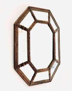 Grand miroir à parcloses octogonal XIXème