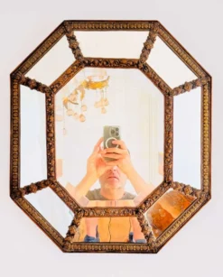 Grand miroir à parcloses octogonal XIXème