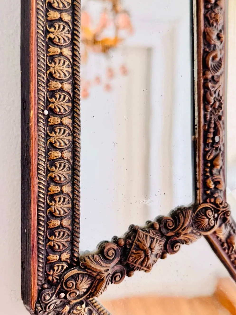 Grand miroir à parcloses octogonal XIXème