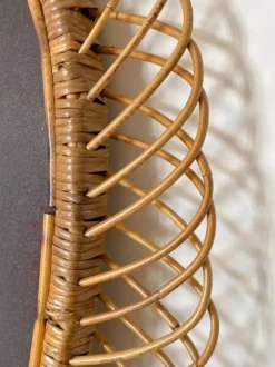 Grand miroir par Franco Albini en rotin et bambou, Italie 1960's