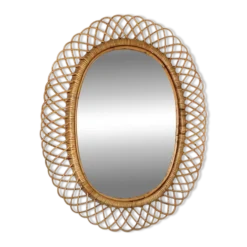 Grand miroir par Franco Albini en rotin et bambou, Italie 1960's