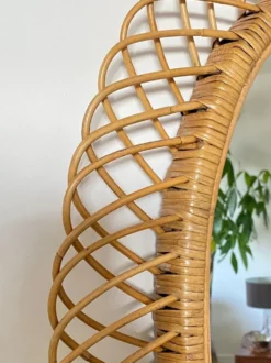 Grand miroir par Franco Albini en rotin et bambou, Italie 1960's