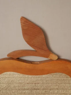 Grand miroir pomme XL vintage rétro en bois fabrication artisanale objet fait main pour enfant