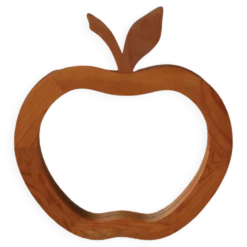 Grand miroir pomme XL vintage rétro en bois fabrication artisanale objet fait main pour enfant