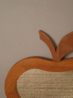 Grand miroir pomme XL vintage rétro en bois fabrication artisanale objet fait main pour enfant