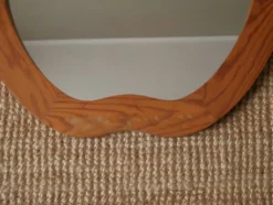Grand miroir pomme XL vintage rétro en bois fabrication artisanale objet fait main pour enfant