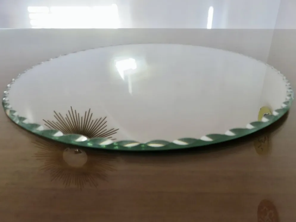 Grand miroir à poser, rond, biseauté, 1940 1950, art déco