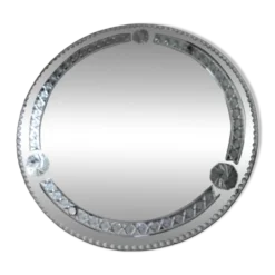 Grand miroir rond ancien finement décoré