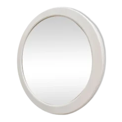 Grand miroir rond vintage avec bord blanc