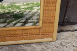 Grand miroir rotin bambou par Dal Vera Italie 1970
