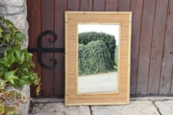Grand miroir rotin bambou par Dal Vera Italie 1970