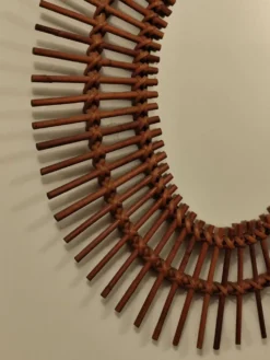 Grand miroir soleil bambou ovale rotin