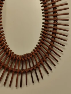 Grand miroir soleil bambou ovale rotin