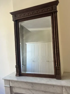 Grand miroir trumeau ancien en bois sculpté – style XIXe / néoclassiqu