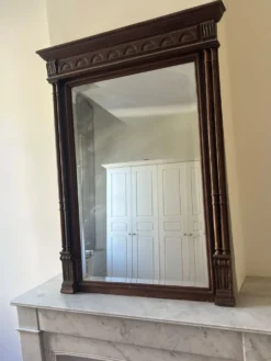 Grand miroir trumeau ancien en bois sculpté – style XIXe / néoclassiqu