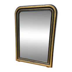 Grand miroir vintage dans le style des annees 1970 noir et dore 109 x79 cm