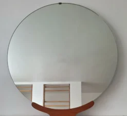 Grand miroir vintage rond 90cm, décoration rétro