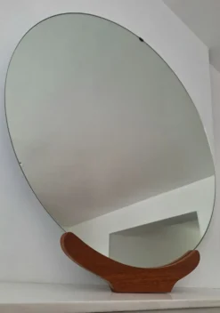 Grand miroir vintage rond 90cm, décoration rétro