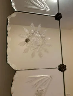 Grand miroir vénitien art déco ancien 203x100