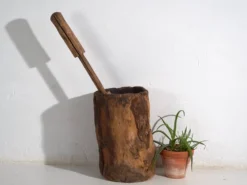 Grand mortier et pilon anciens de style wabi-sabi (c.1920) #78