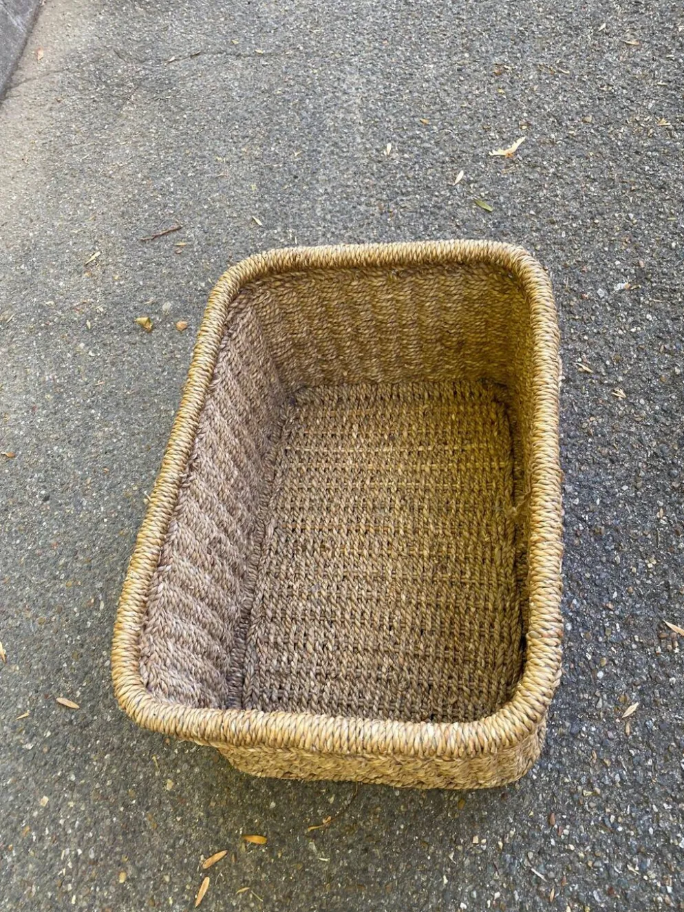 Grand panier / bac de rangement rectangulaire en fibre naturelle tressée